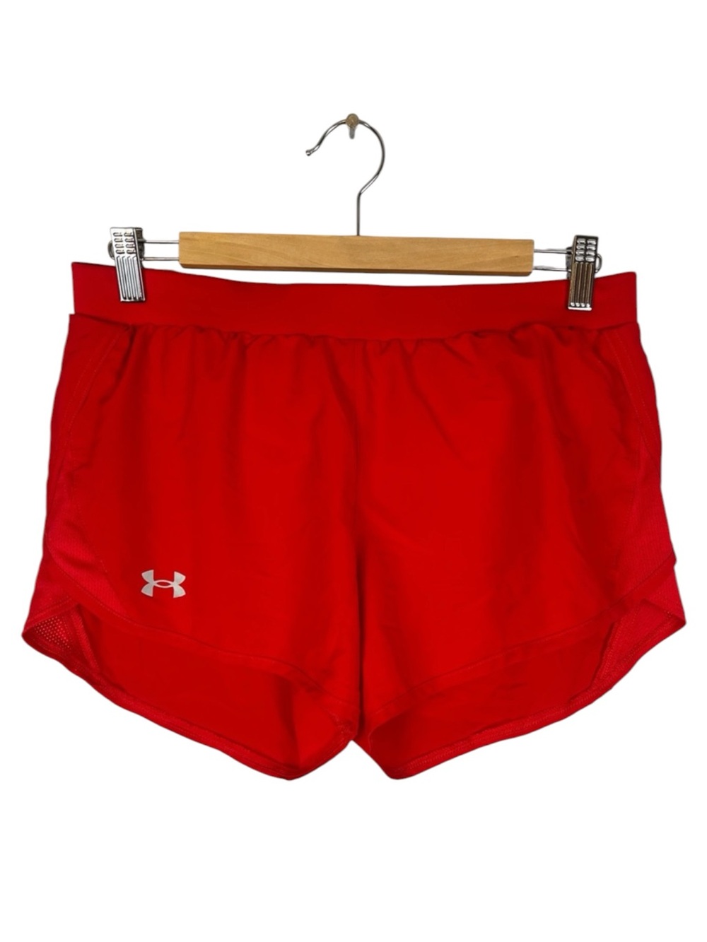 Under Armour Red Lined Running Athletic Shorts Womens Medium Pull On Acrivewear